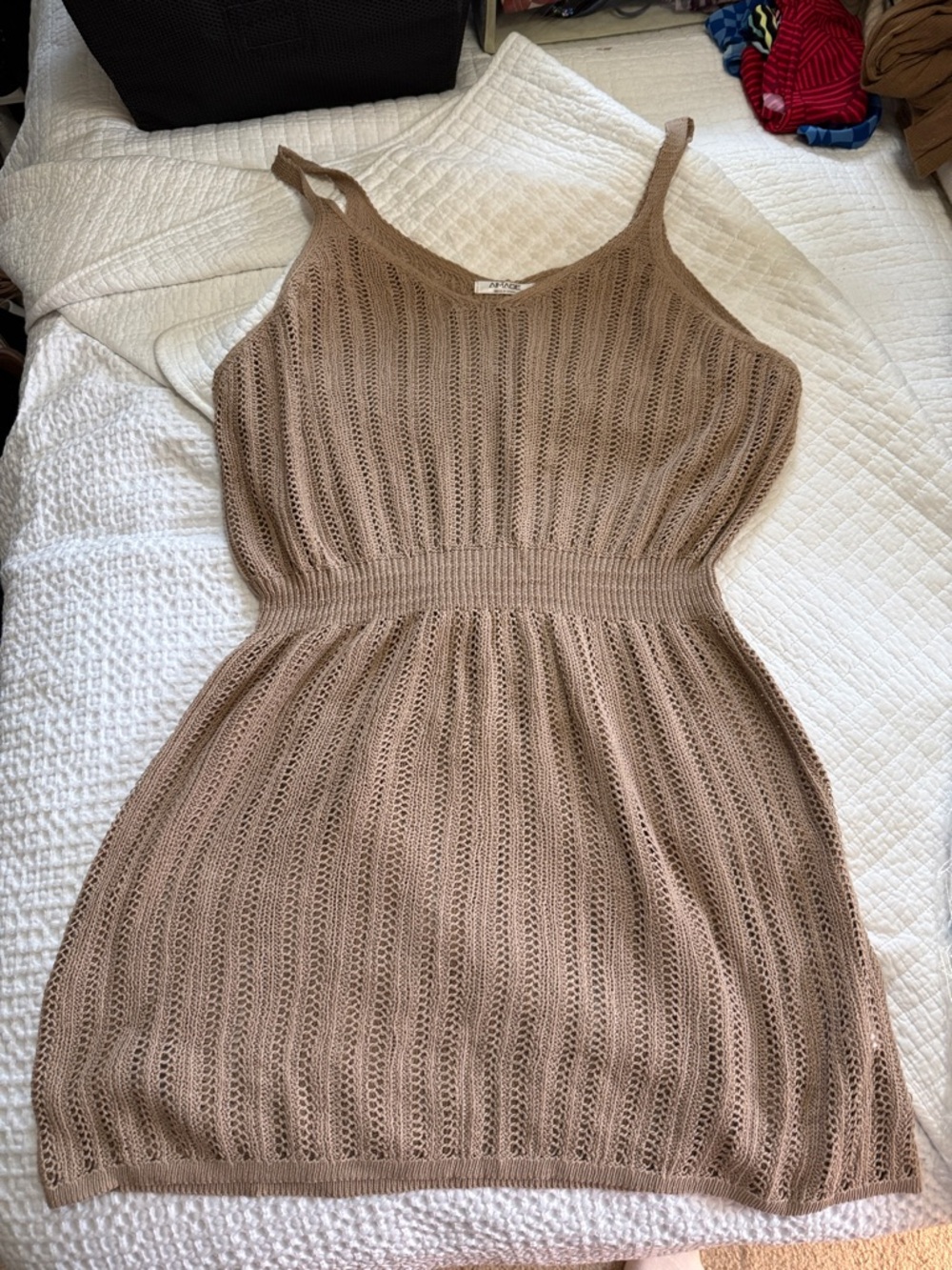 Knit Tank Swim Coverup in Taupe